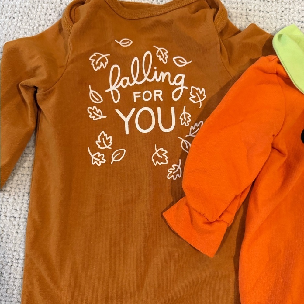 Cat & Jack Orange and Brown Kids One Pieces Footies - Picture 3 of 5